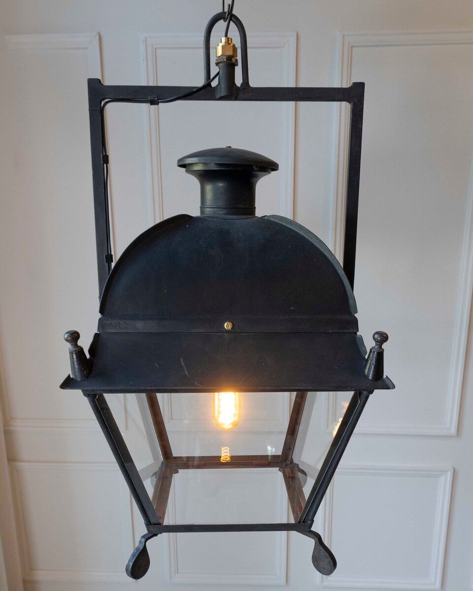 French Iron Lantern with Domed Top, Circa 1900. - JAA
