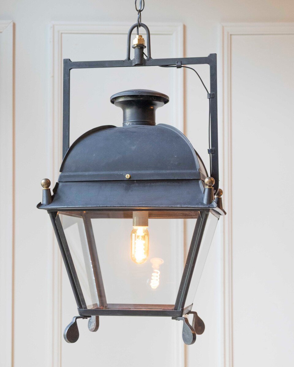 Pair of French Iron Lanterns with Domed Tops, Circa 1900. Price per lanter. - JAA