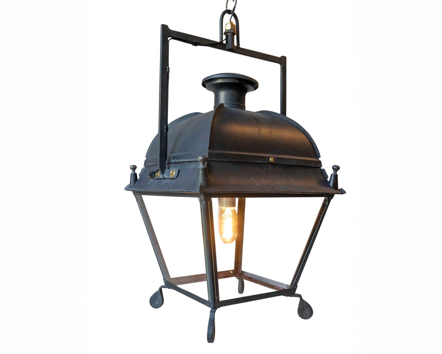 French Iron Lantern with Domed Top, Circa 1900. - JAA