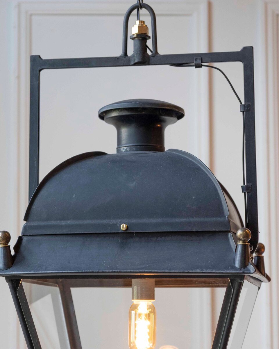 Pair of French Iron Lanterns with Domed Tops, Circa 1900. Price per lanter. - JAA