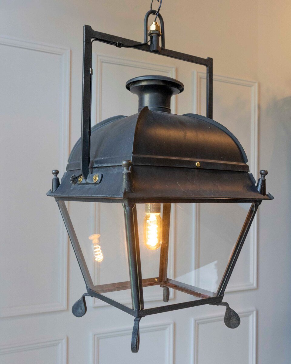 French Iron Lantern with Domed Top, Circa 1900. - JAA