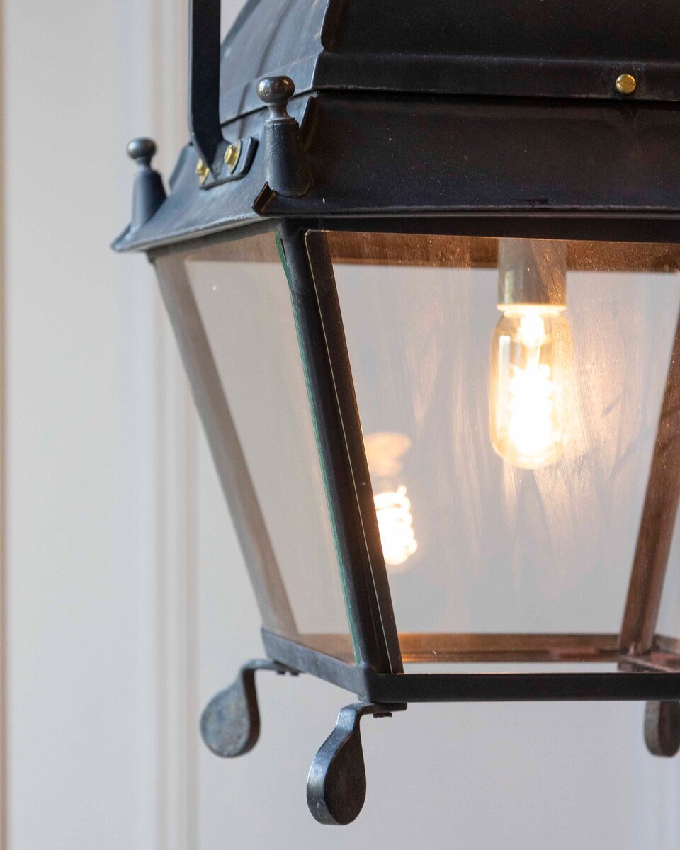 Pair of French Iron Lanterns with Domed Tops, Circa 1900. Price per lanter. - JAA