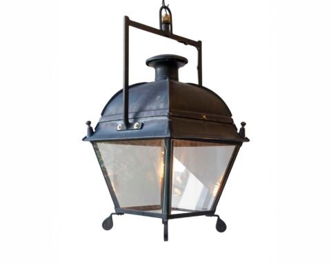 French Iron Lantern with Domed Top, Circa 1900.
