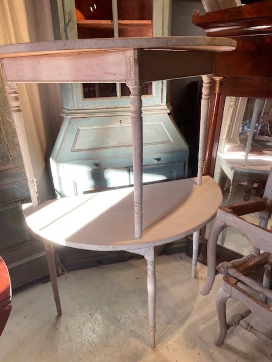 Pair of demi lune tables from the second part of the 19th-century. - JAA
