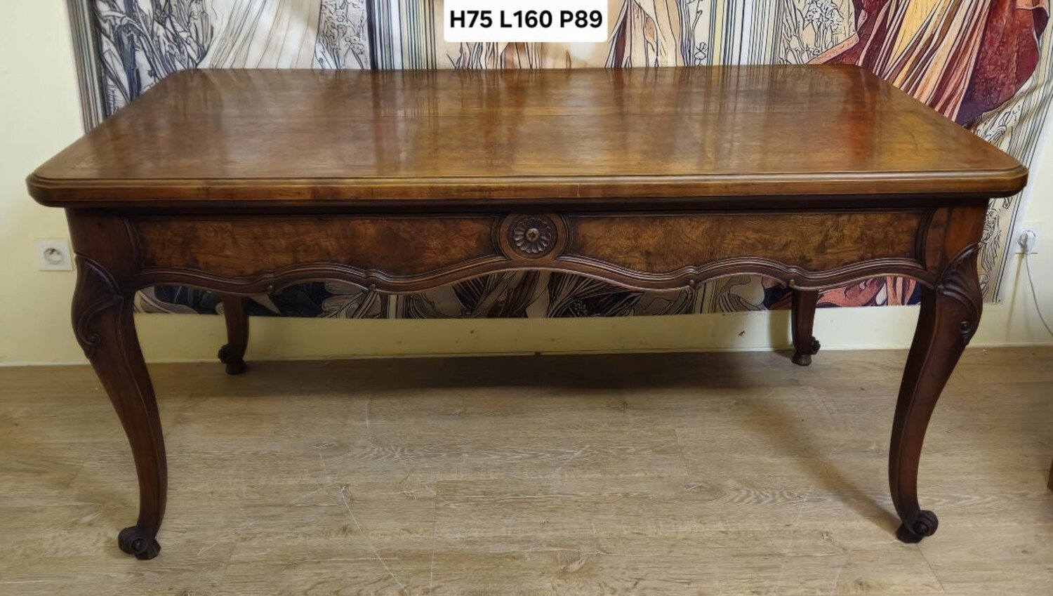 Louis XV Style Flat Center Desk in Walnut and Elm - JAA