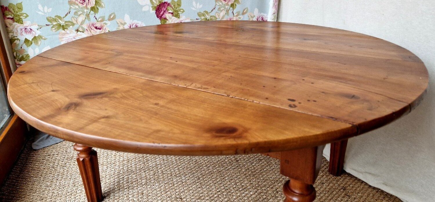 Round Cherry Wood Coffee Table - JAA