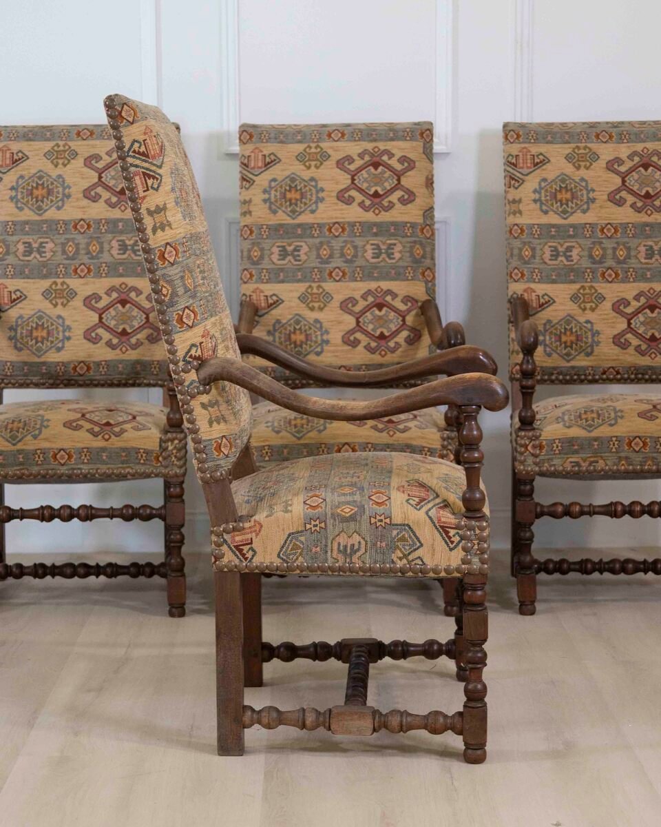 Set of Four French 20th Century Louis XIII Style Armchairs - JAA