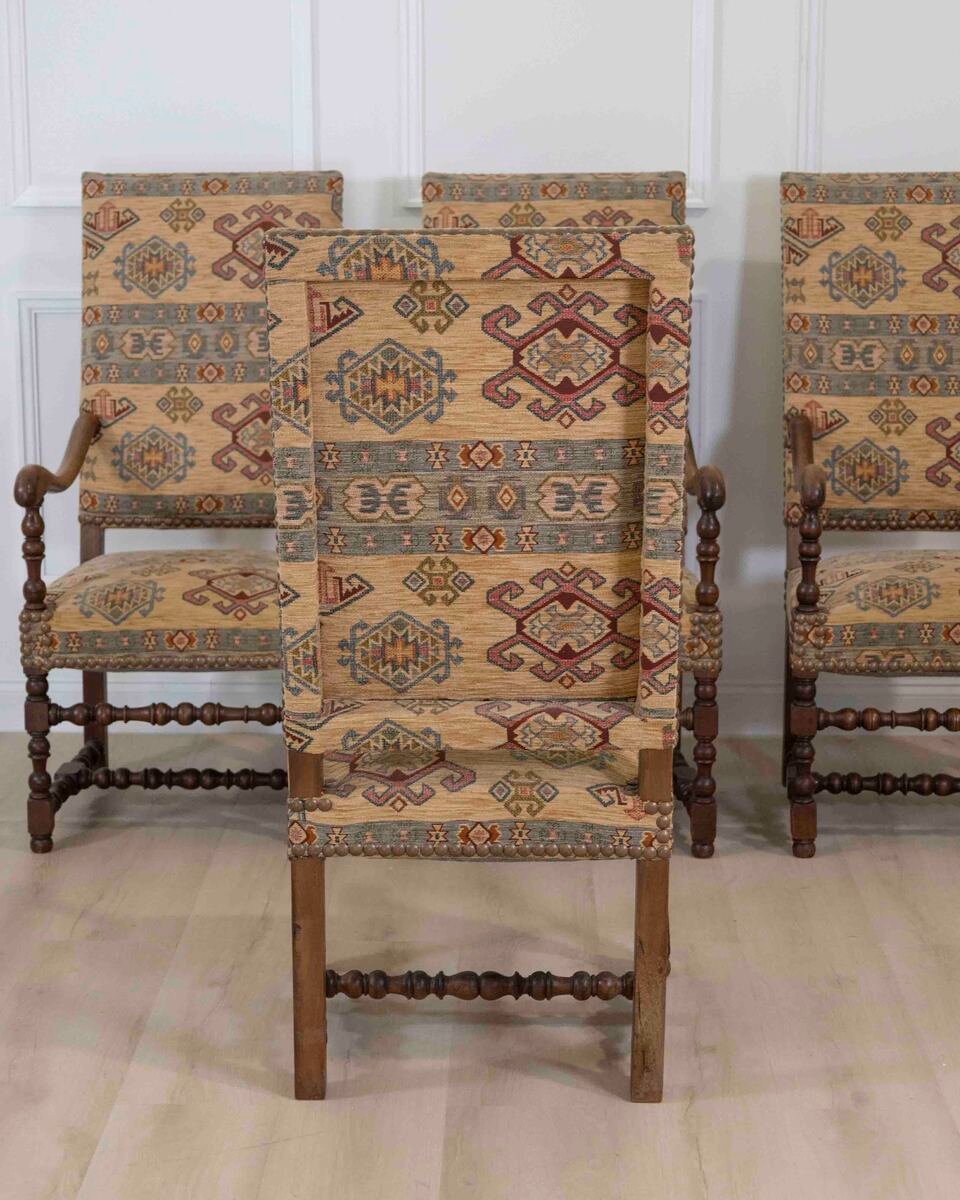 Set of Four French 20th Century Louis XIII Style Armchairs - JAA