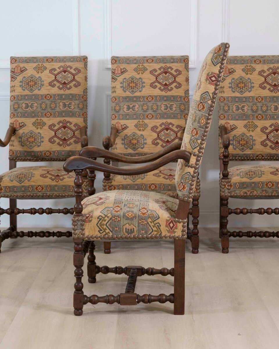 Set of Four French 20th Century Louis XIII Style Armchairs - JAA