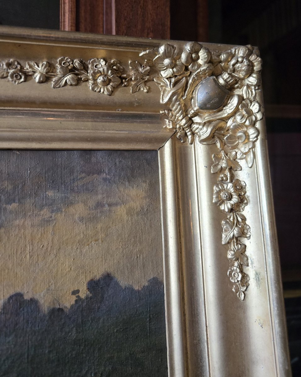 Oil on canvas – Pointing Dog in a Landscape – French School, 19th century. - JAA