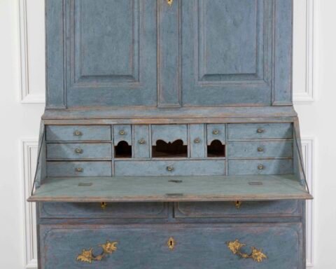 17th Century Blue Scandinavian Bureau with Original Hardware
