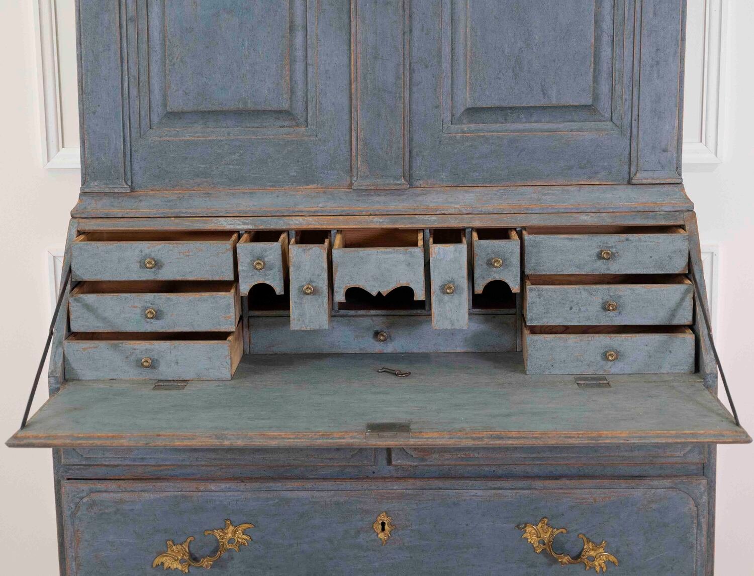 17th Century Blue Scandinavian Bureau with Original Hardware - JAA