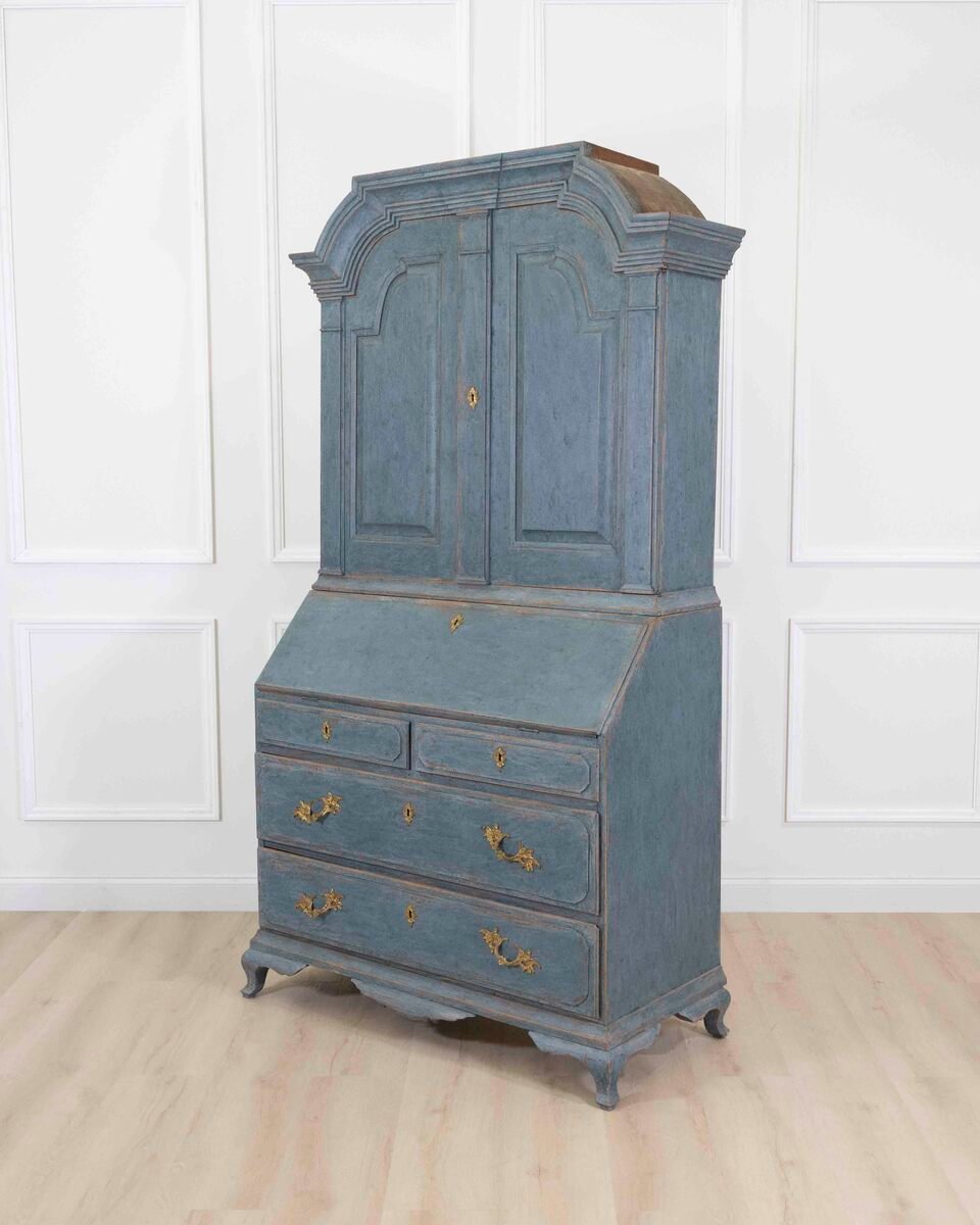 17th Century Blue Scandinavian Bureau with Original Hardware - JAA