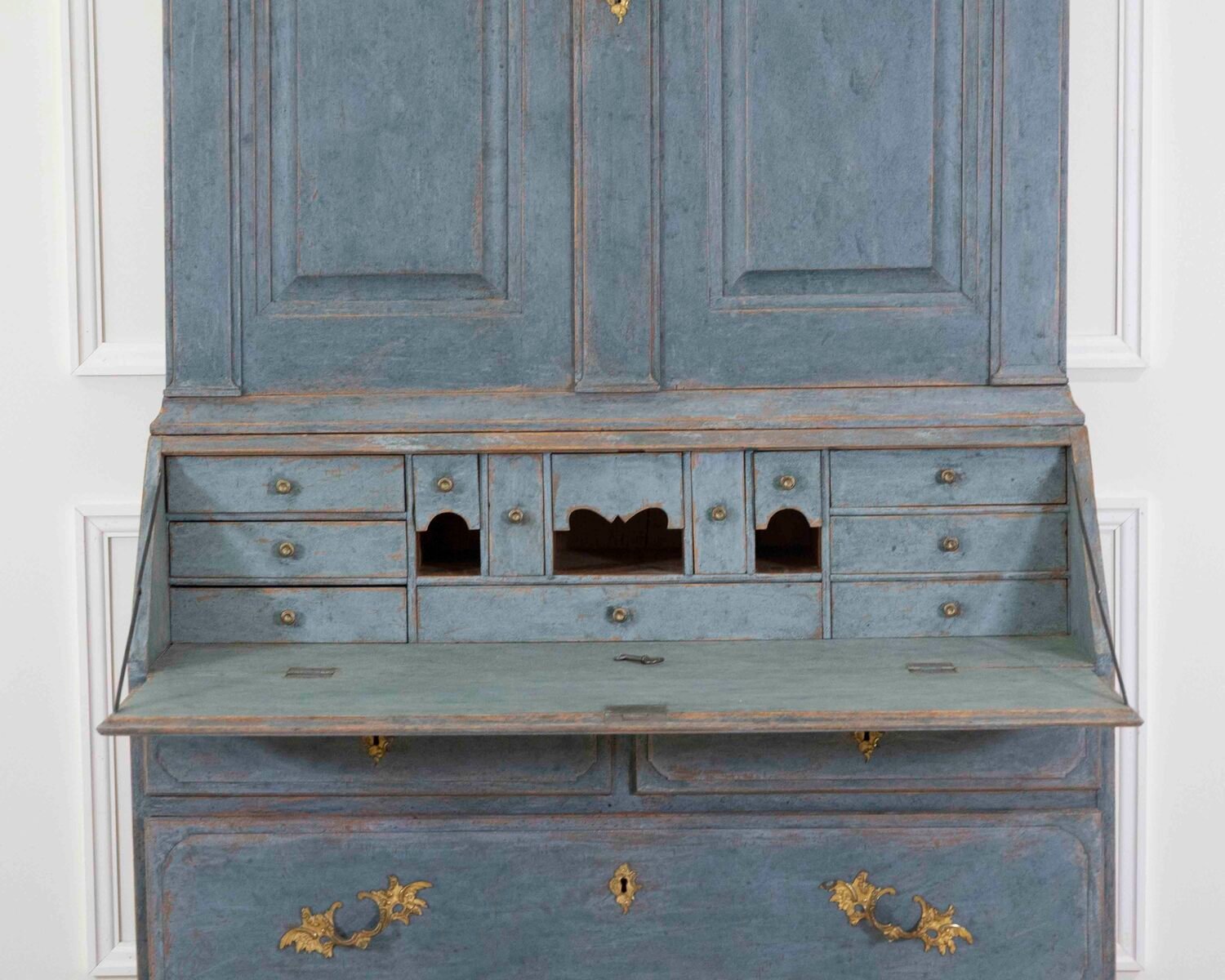 17th Century Blue Scandinavian Bureau with Original Hardware - JAA