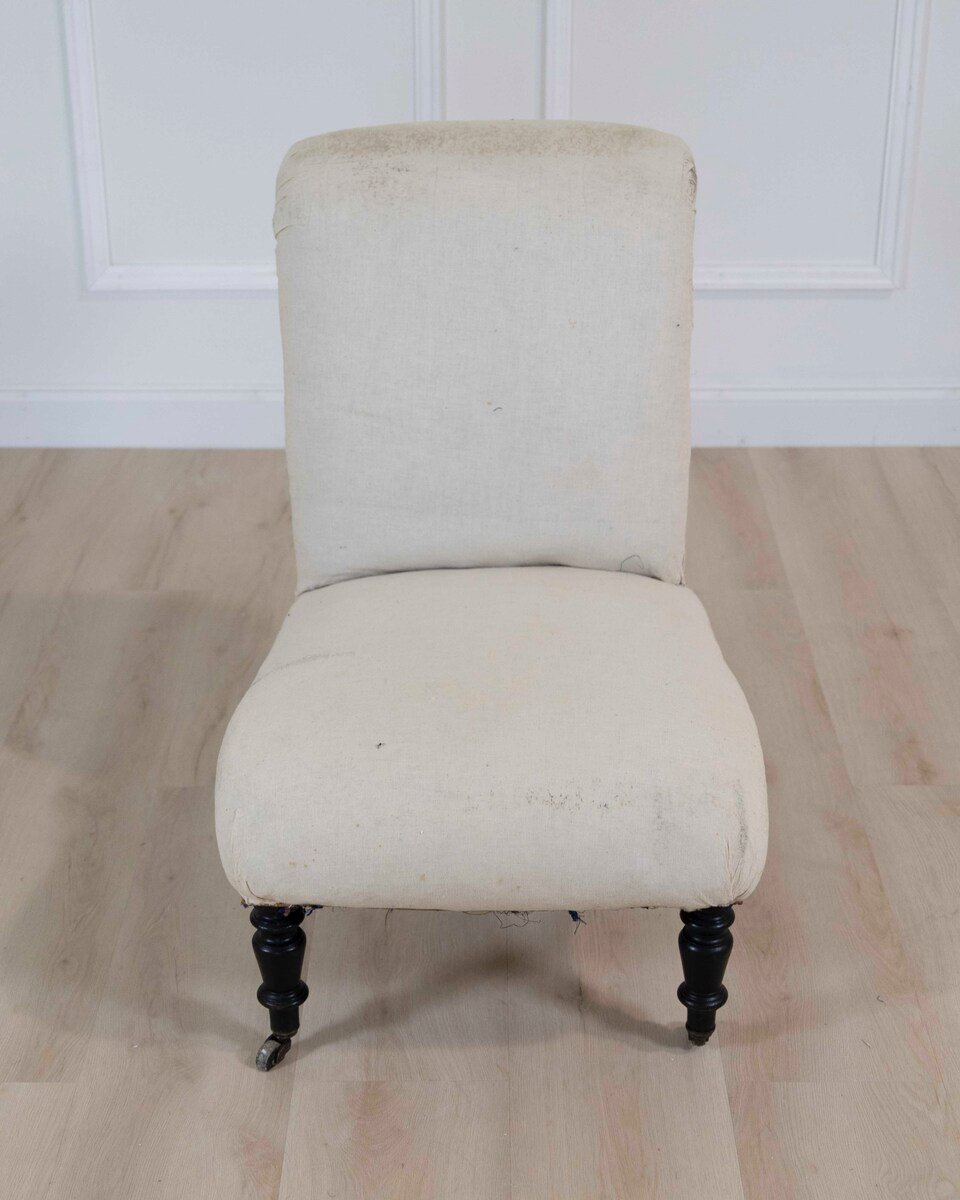 19th Century Napoleon III Scroll Back Slipper Chair, Ready to Upholster - JAA
