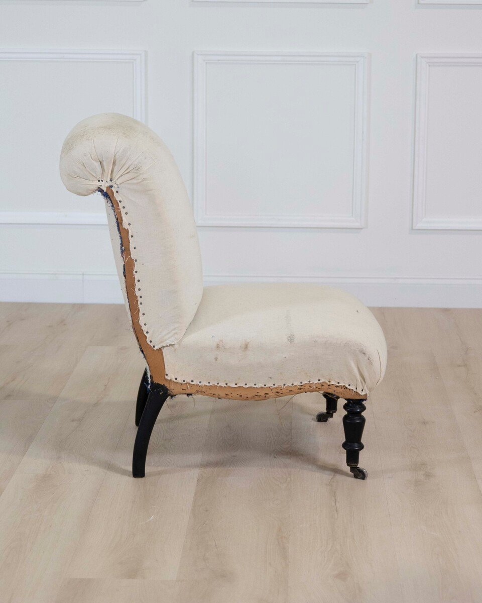 19th Century Napoleon III Scroll Back Slipper Chair, Ready to Upholster - JAA