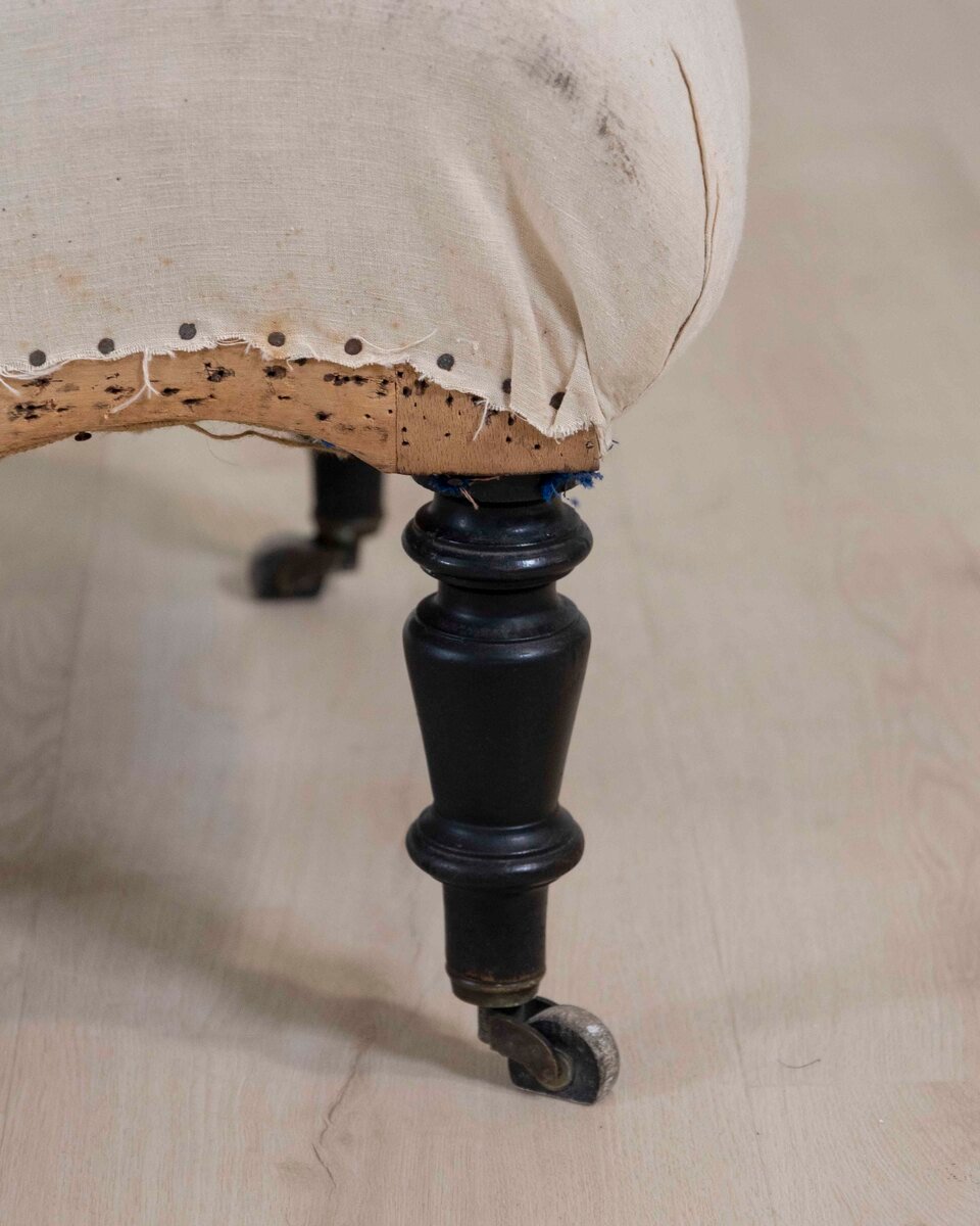 19th Century Napoleon III Scroll Back Slipper Chair, Ready to Upholster - JAA