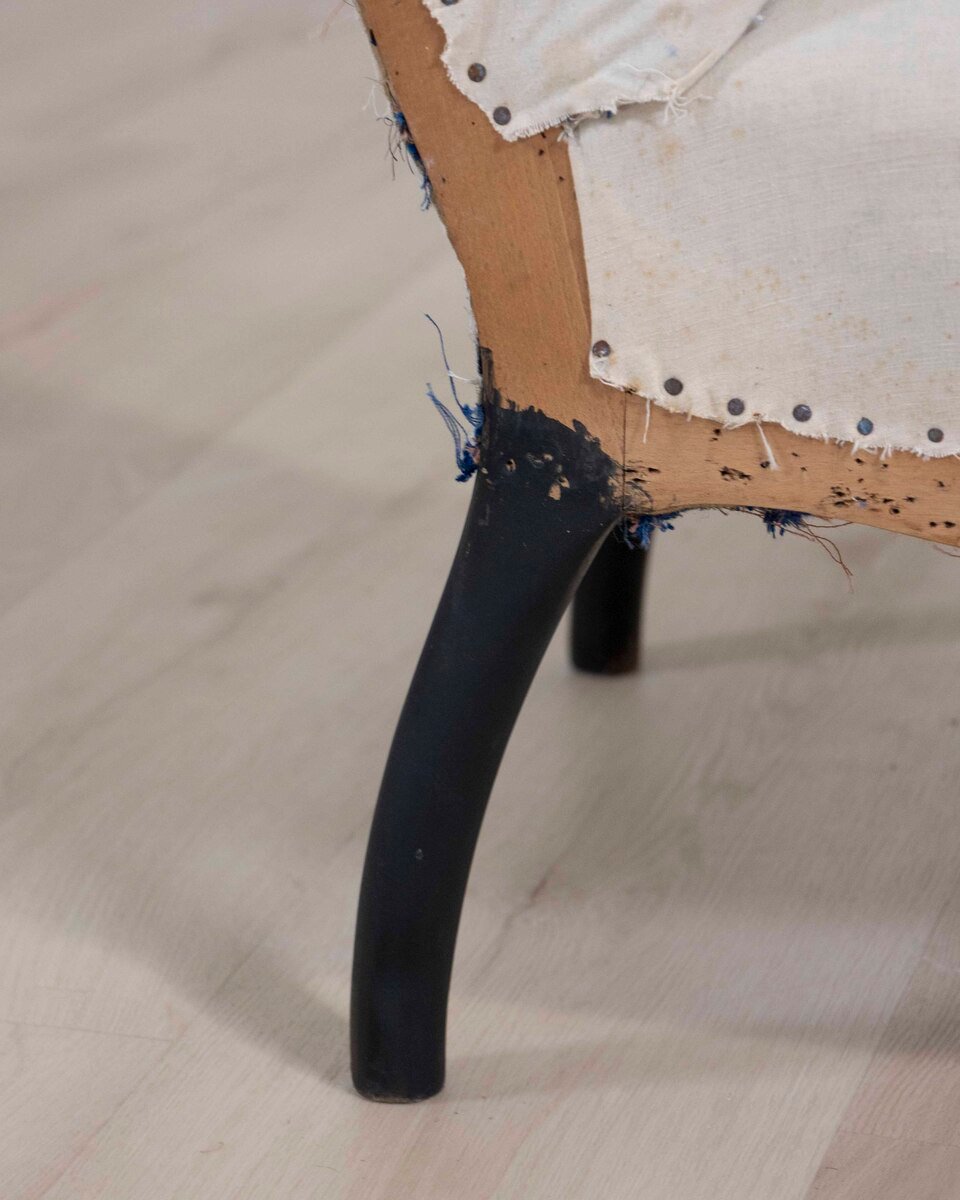 19th Century Napoleon III Scroll Back Slipper Chair, Ready to Upholster - JAA