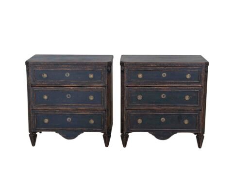 Pair of 19th Century Black Scandinavian Chests of Drawers