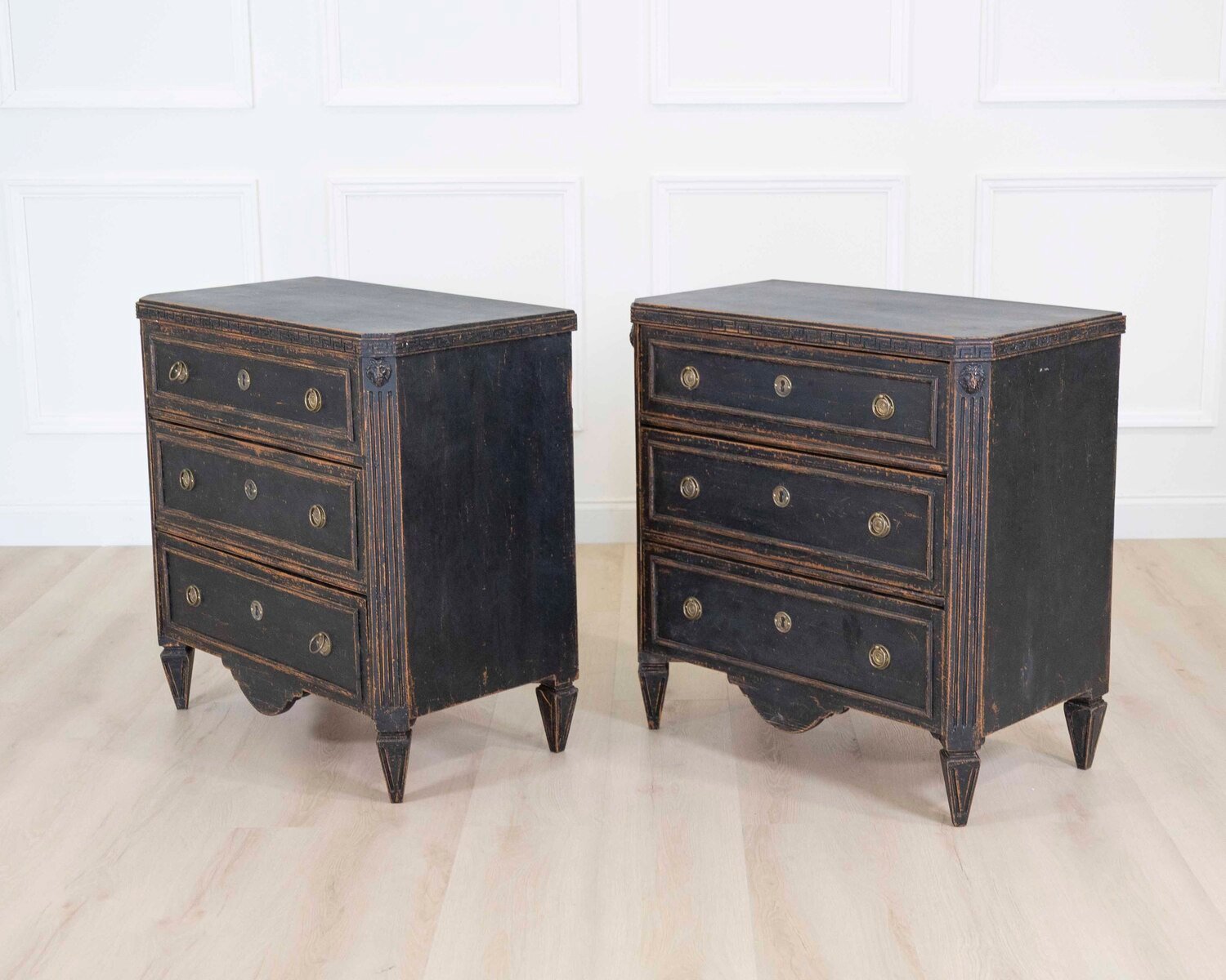 Pair of 19th Century Black Scandinavian Chests of Drawers - JAA