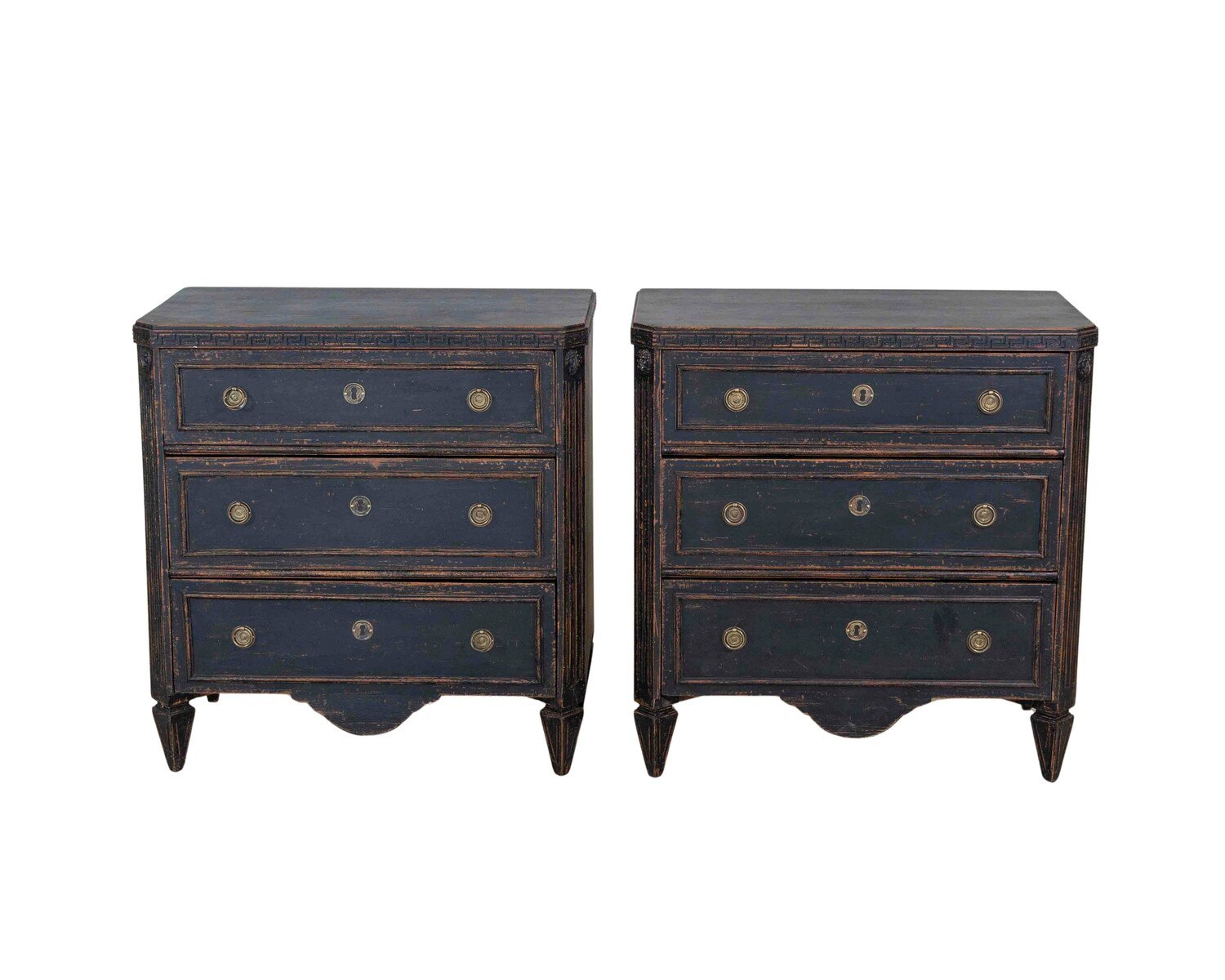 Pair of 19th Century Black Scandinavian Chests of Drawers - JAA