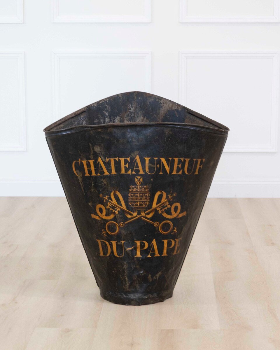 19th century French grape picking hod with later paint decoration. 1900. - JAA
