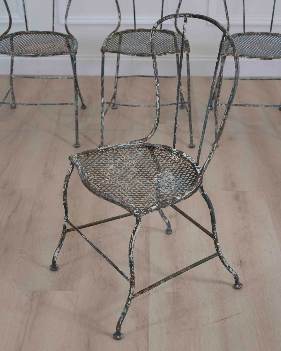 Set of Four French 19th Century Wrought Iron Garden Chairs - JAA