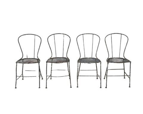 19th century set of 4 wrought-iron chairs