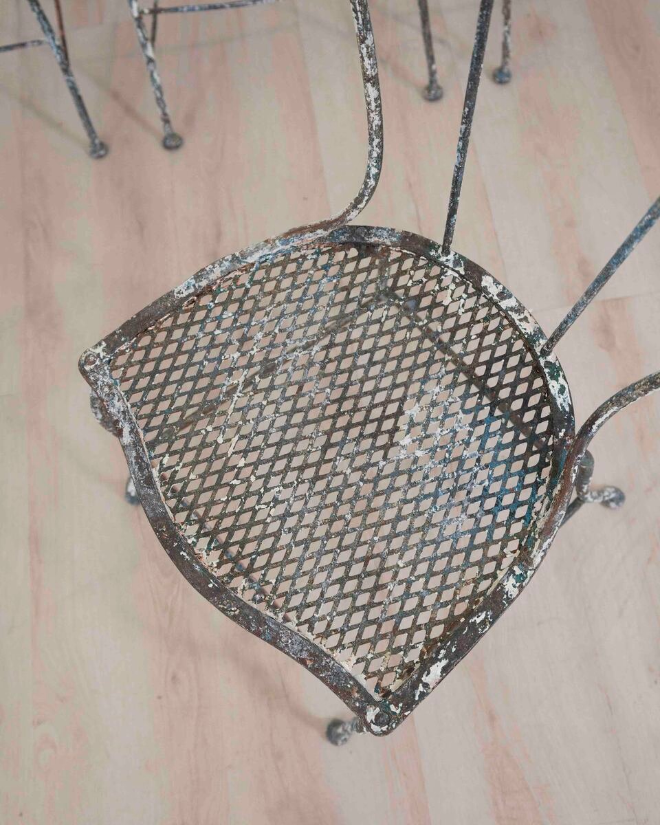 Set of Four French 19th Century Wrought Iron Garden Chairs - JAA