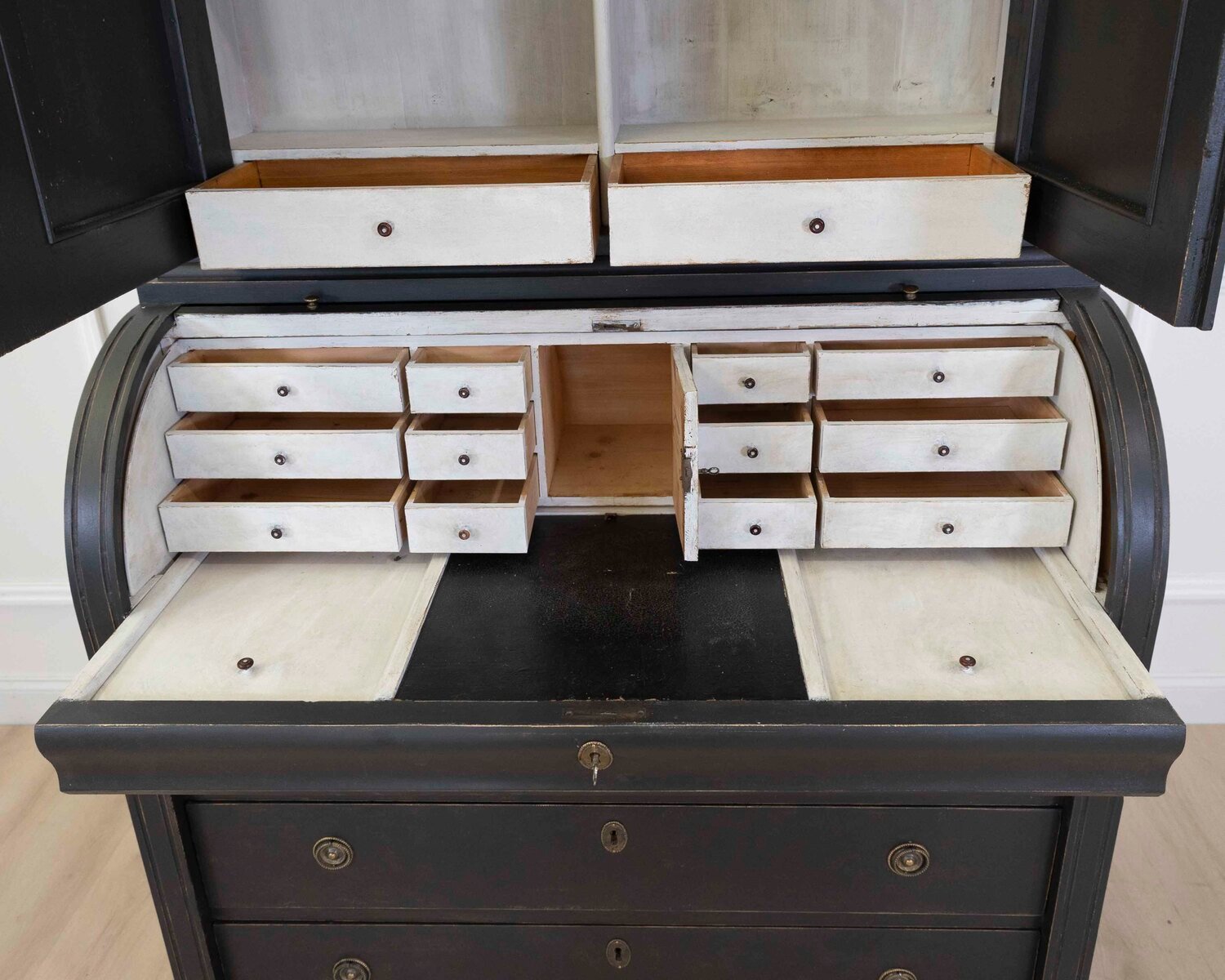 Swedish Gustavian Style Roll Top Secretary Cabinet - JAA