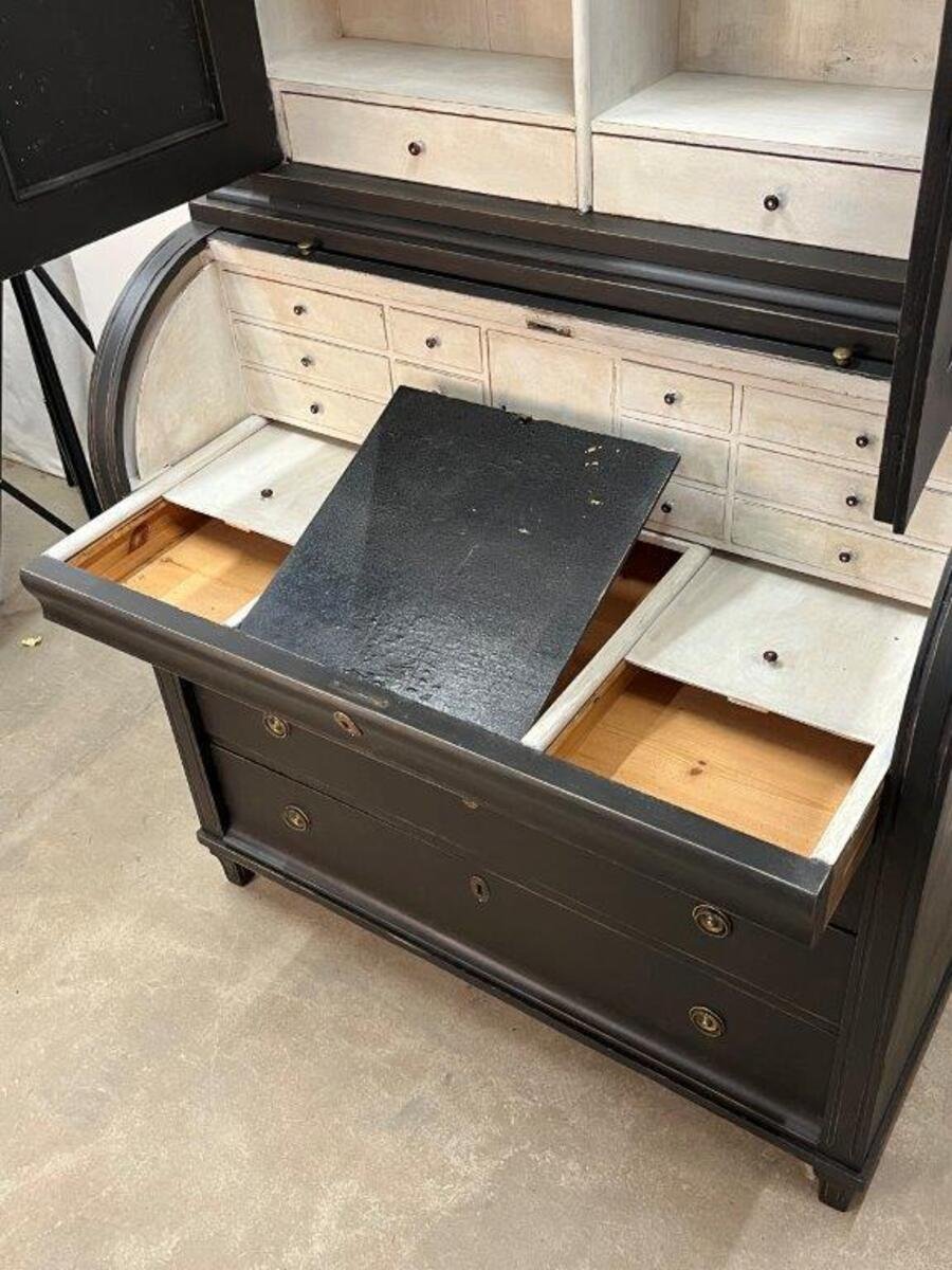 Swedish Gustavian Style Roll Top Secretary Cabinet - JAA