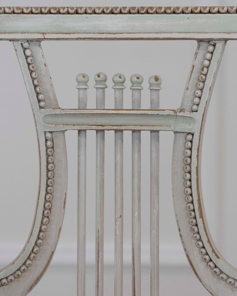 Pair of Antique French Neoclassical Painted Chairs in Antique Linen - JAA