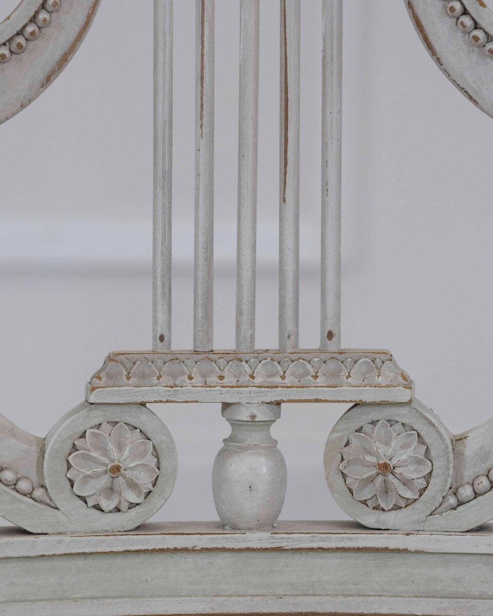 Pair of Antique French Neoclassical Painted Chairs in Antique Linen - JAA