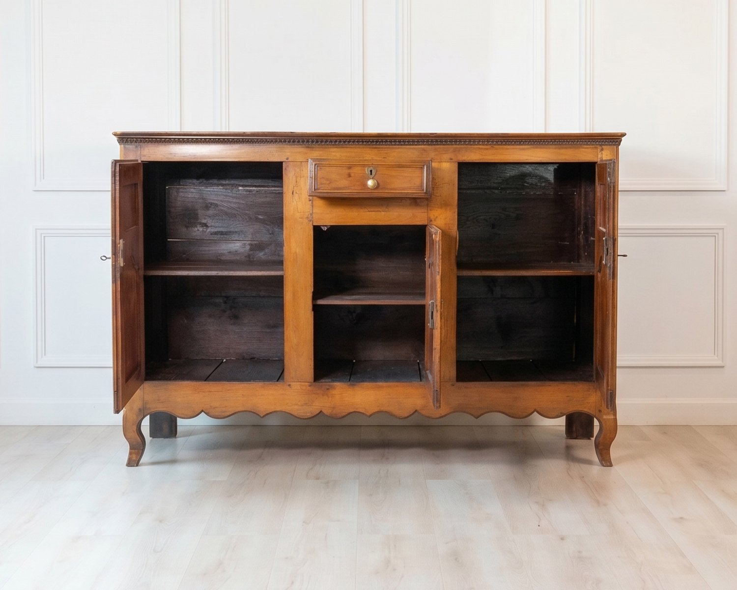 On Hold - French 18th Century Louis XV Cherry Enfilade with Single Drawer and Three Doors - JAA