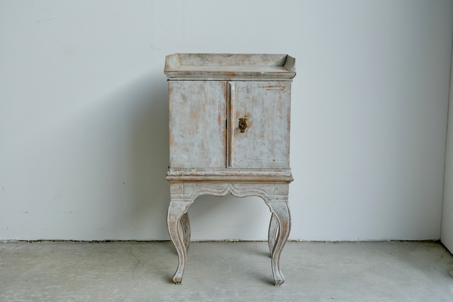18th Century Rococo Nightstand in Later Grey Paint - JAA