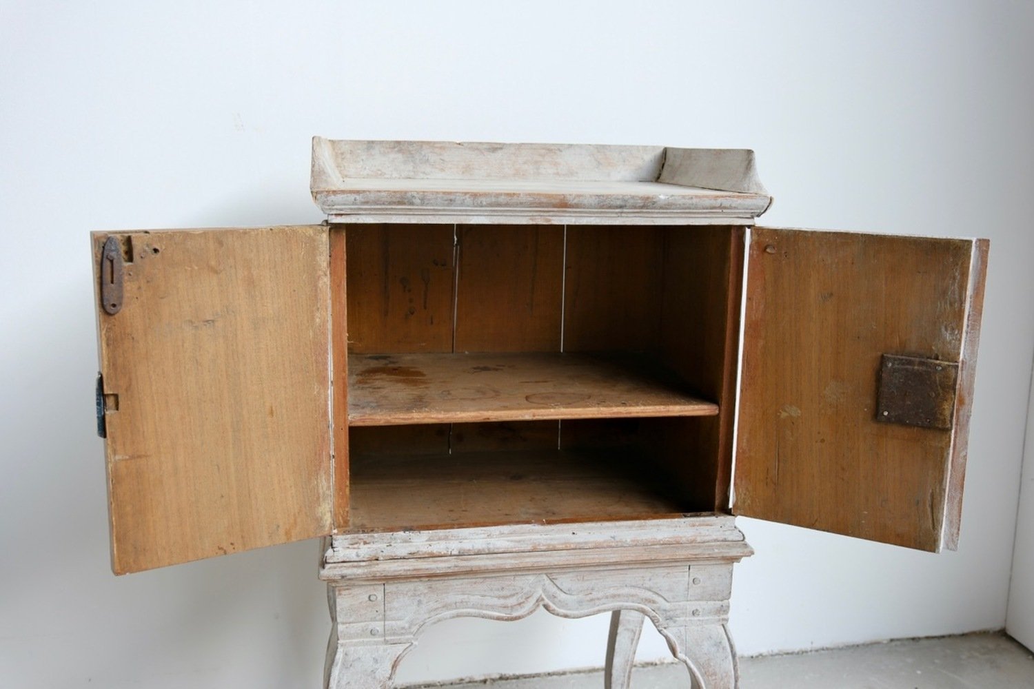 18th Century Rococo Nightstand in Later Grey Paint - JAA