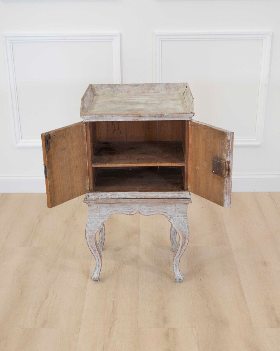 18th Century Rococo Nightstand in Later Grey Paint - JAA