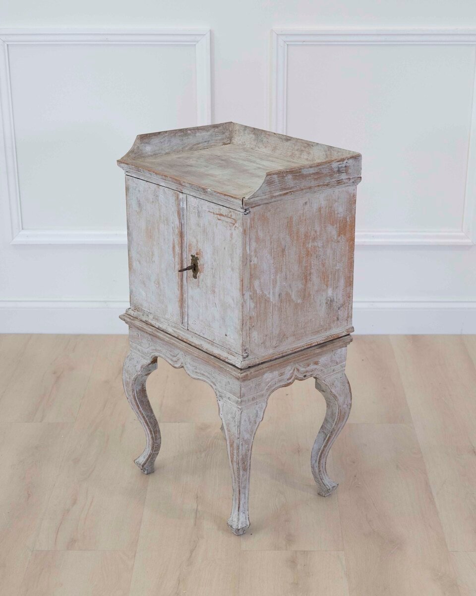 18th Century Rococo Nightstand in Later Grey Paint - JAA