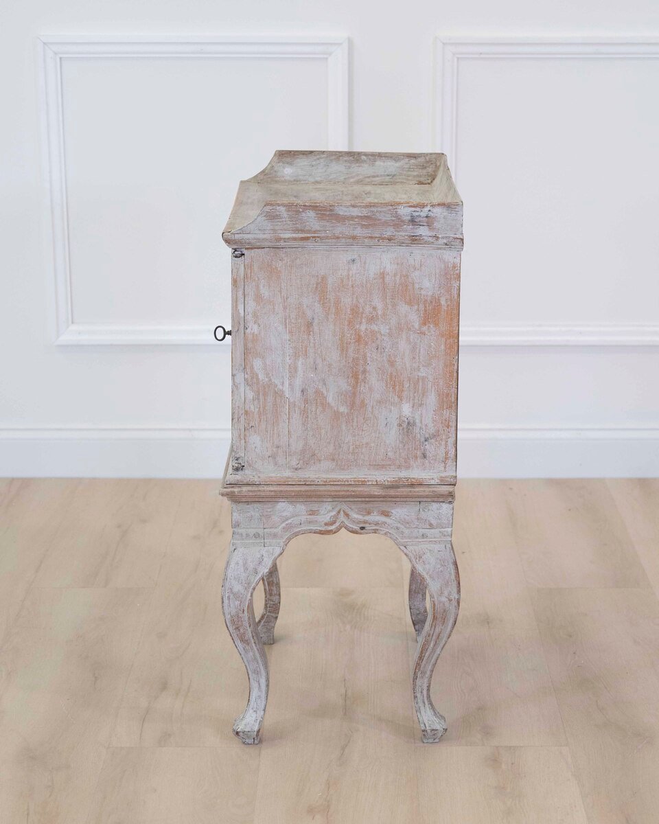 18th Century Rococo Nightstand in Later Grey Paint - JAA