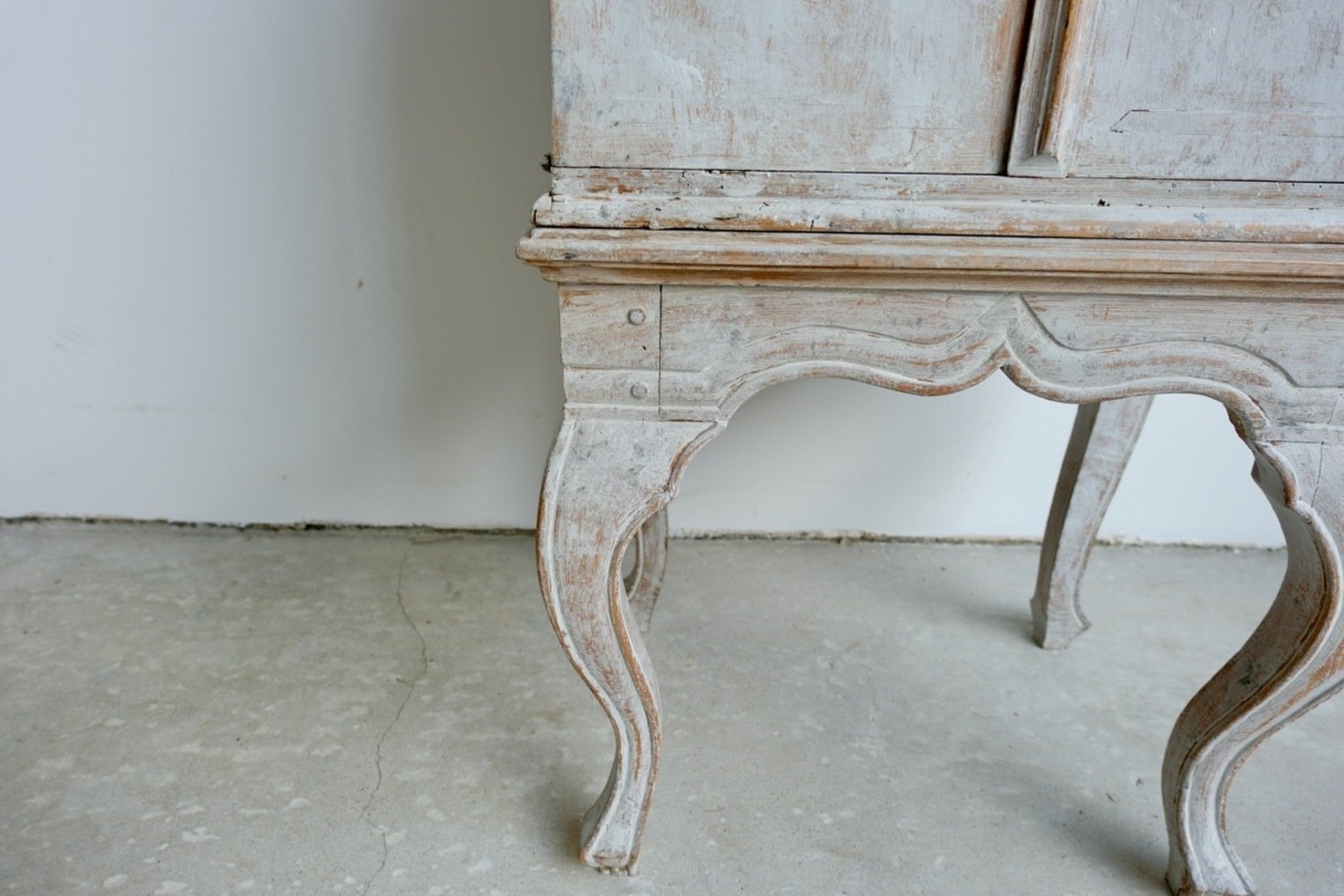 18th Century Rococo Nightstand in Later Grey Paint - JAA