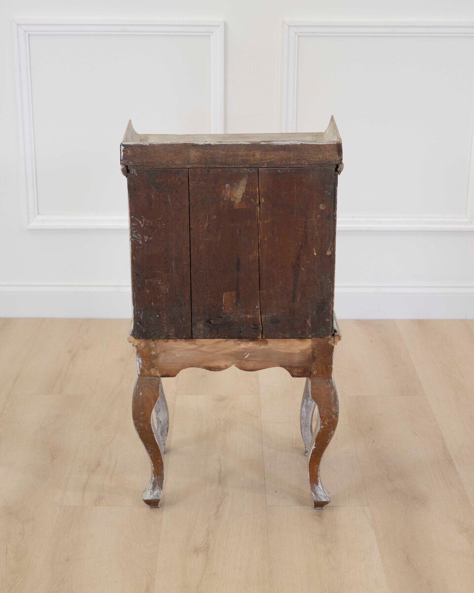 18th Century Rococo Nightstand in Later Grey Paint - JAA