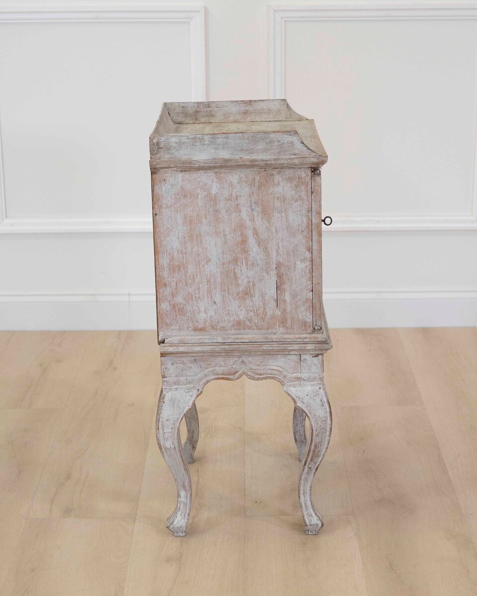 18th Century Rococo Nightstand in Later Grey Paint - JAA