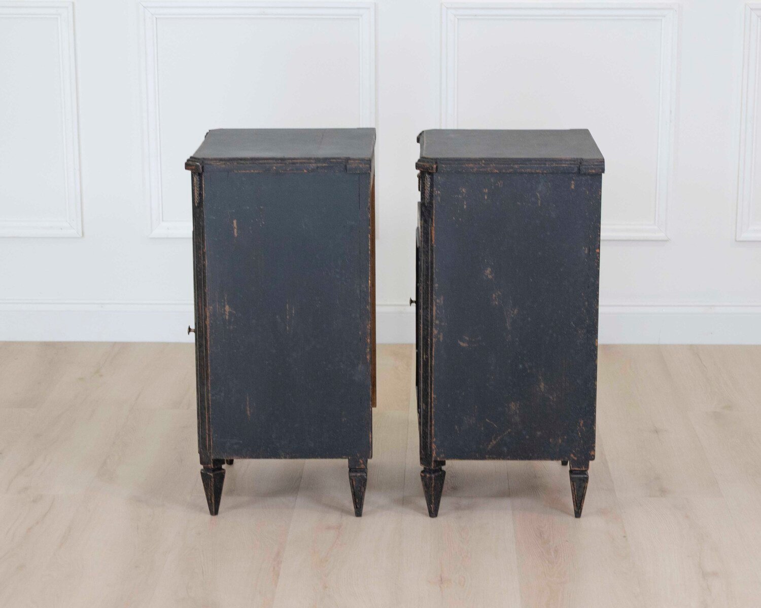 Pair of Swedish 20th Century Black-Painted Nightstands - JAA