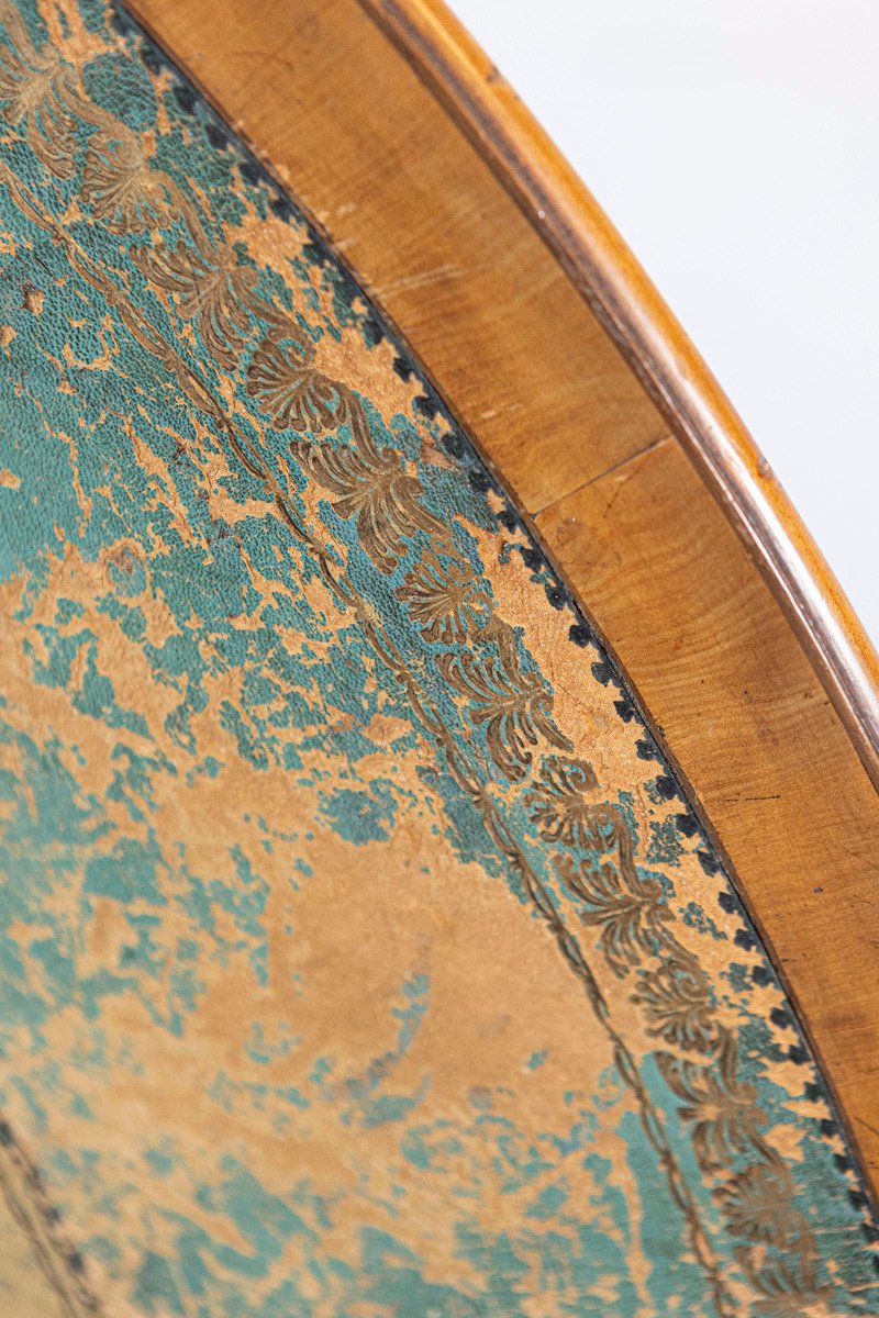 English Turn of the Century Mahogany Tilt Top Center Table with Leather Top - JAA