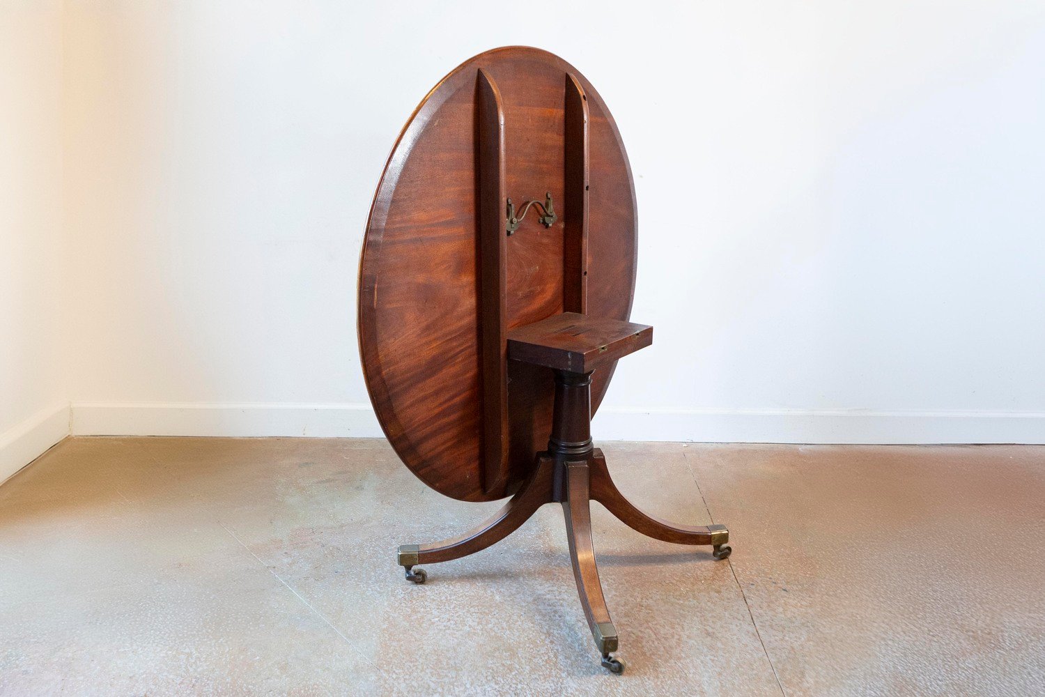 English Turn of the Century Mahogany Tilt Top Center Table with Leather Top - JAA