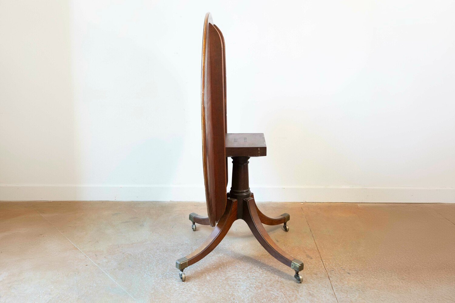 English Turn of the Century Mahogany Tilt Top Center Table with Leather Top - JAA