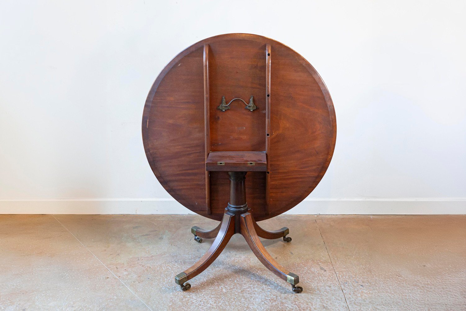 English Turn of the Century Mahogany Tilt Top Center Table with Leather Top - JAA
