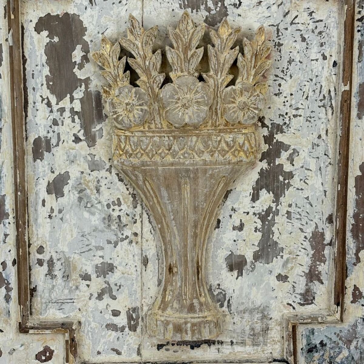 18th Century Carved and Painted Wooden Panel - JAA