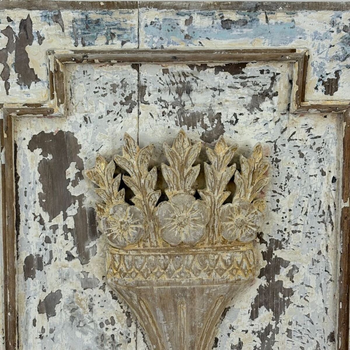 18th Century Carved and Painted Wooden Panel - JAA