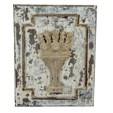 18th Century Carved and Painted Wooden Panel